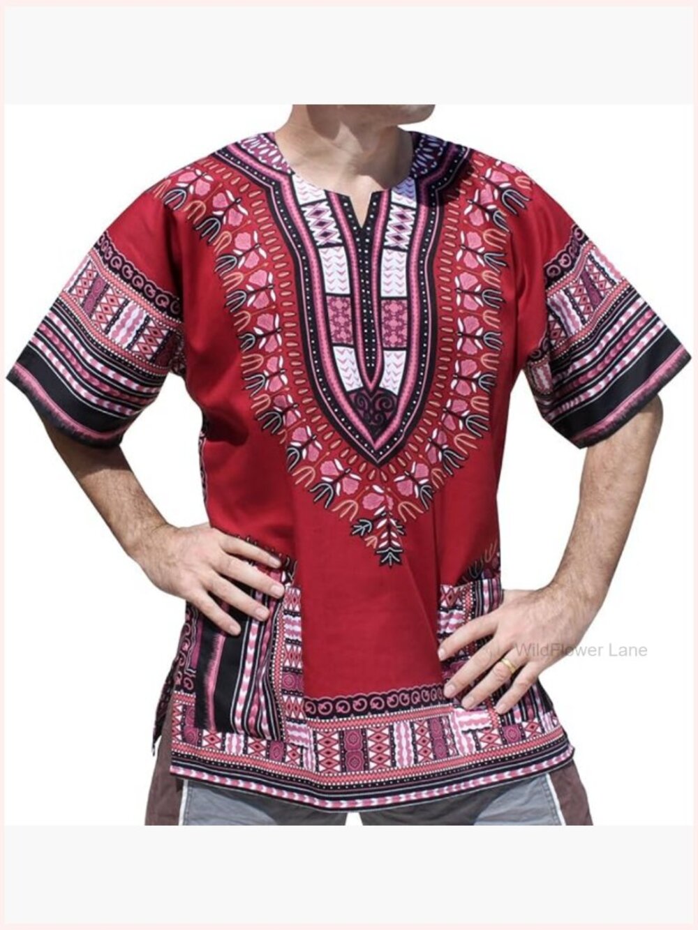 Bright African Dashiki Cotton Blouse Plus Size Loose Fit